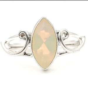 Natural 4CT Fire Opalite 925 Solid Sterling Silver Ring Sz 7